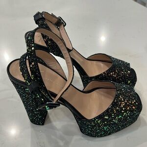 Giuseppe Zanotti Lavinia Platform Sandals in Glitter pink,teal,gold EU 39/US 8.5